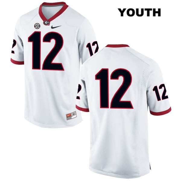 Georgia Bulldogs Youth Tommy Bush #12 NCAA No Name Authentic White Nike Stitched College Football Jersey NOE3656LR